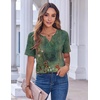 Zeagoo Womens Summer Tops Casual Short Sleeve V Neck T Shirts Dressy Blouse(Floral Green)