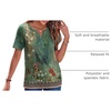 Zeagoo Womens Summer Tops Casual Short Sleeve V Neck T Shirts Dressy Blouse(Floral Green)