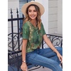Zeagoo Womens Summer Tops Casual Short Sleeve V Neck T Shirts Dressy Blouse(Floral Green)