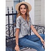 Zeagoo Womens Summer Tops Casual Short Sleeve V Neck T Shirts Dressy Blouse(Floral Grey)