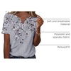 Zeagoo Womens Summer Tops Casual Short Sleeve V Neck T Shirts Dressy Blouse(Floral Grey)
