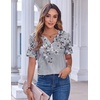 Zeagoo Womens Summer Tops Casual Short Sleeve V Neck T Shirts Dressy Blouse(Floral Grey)