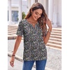 Zeagoo Womens Summer Tops Casual Short Sleeve V Neck T Shirts Dressy Blouse(Floral Multi)