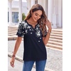 Zeagoo Womens Summer Tops Casual Short Sleeve V Neck T Shirts Dressy Blouse(Floral Navy)