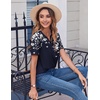 Zeagoo Womens Summer Tops Casual Short Sleeve V Neck T Shirts Dressy Blouse(Floral Navy)