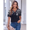 Zeagoo Womens Summer Tops Casual Short Sleeve V Neck T Shirts Dressy Blouse(Floral Navy)
