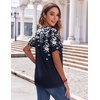 Zeagoo Womens Summer Tops Casual Short Sleeve V Neck T Shirts Dressy Blouse(Floral Navy)
