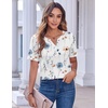 Zeagoo Womens Summer Tops Casual Short Sleeve V Neck T Shirts Dressy Blouse(Floral White)