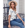 Zeagoo Womens Summer Tops Casual Short Sleeve V Neck T Shirts Dressy Blouse(Floral White)