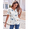 Zeagoo Womens Summer Tops Casual Short Sleeve V Neck T Shirts Dressy Blouse(Floral White)