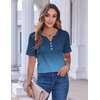 Zeagoo Womens Summer Tops Casual Short Sleeve V Neck T Shirts Dressy Blouse(Gradient Blue)