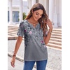 Zeagoo Womens Summer Tops Casual Short Sleeve V Neck T Shirts Dressy Blouse(Grey Floral)