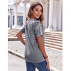 Zeagoo Womens Summer Tops Casual Short Sleeve V Neck T Shirts Dressy Blouse(Grey Floral)