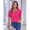 Zeagoo Womens Summer Tops Casual Short Sleeve V Neck T Shirts Dressy Blouse(Hot Pink)