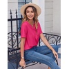 Zeagoo Womens Summer Tops Casual Short Sleeve V Neck T Shirts Dressy Blouse(Hot Pink)
