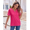 Zeagoo Womens Summer Tops Casual Short Sleeve V Neck T Shirts Dressy Blouse(Hot Pink)