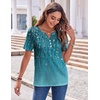 Zeagoo Womens Summer Tops Casual Short Sleeve V Neck T Shirts Dressy Blouse(Leaf Green)