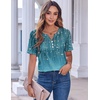 Zeagoo Womens Summer Tops Casual Short Sleeve V Neck T Shirts Dressy Blouse(Leaf Green)