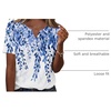 Zeagoo Womens Summer Tops Casual Short Sleeve V Neck T Shirts Dressy Blouse(Leaf White Blue)