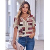 Zeagoo Womens Summer Tops Casual Short Sleeve V Neck T Shirts Dressy Blouse(Multicolor 509)