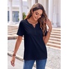 Zeagoo Womens Summer Tops Casual Short Sleeve V Neck T Shirts Dressy Blouse(Navy Blue)