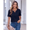 Zeagoo Womens Summer Tops Casual Short Sleeve V Neck T Shirts Dressy Blouse(Navy Blue)
