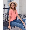 Zeagoo Womens Summer Tops Casual Short Sleeve V Neck T Shirts Dressy Blouse(Pink)