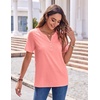 Zeagoo Womens Summer Tops Casual Short Sleeve V Neck T Shirts Dressy Blouse(Pink)