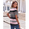 Zeagoo Womens Summer Tops Casual Short Sleeve V Neck T Shirts Dressy Blouse(Stripes Black Pink)