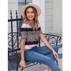 Zeagoo Womens Summer Tops Casual Short Sleeve V Neck T Shirts Dressy Blouse(Stripes Black Pink)