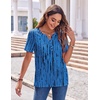 Zeagoo Womens Summer Tops Casual Short Sleeve V Neck T Shirts Dressy Blouse(Tie Dye Blue)
