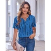 Zeagoo Womens Summer Tops Casual Short Sleeve V Neck T Shirts Dressy Blouse(Tie Dye Blue)