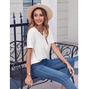 Zeagoo Womens Summer Tops Casual Short Sleeve V Neck T Shirts Dressy Blouse(White)