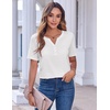 Zeagoo Womens Summer Tops Casual Short Sleeve V Neck T Shirts Dressy Blouse(White)