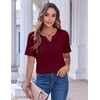 Zeagoo Womens Summer Tops Casual Short Sleeve V Neck T Shirts Dressy Blouse(Wine Red)
