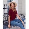 Zeagoo Womens Summer Tops Casual Short Sleeve V Neck T Shirts Dressy Blouse(Wine Red)