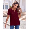 Zeagoo Womens Summer Tops Casual Short Sleeve V Neck T Shirts Dressy Blouse(Wine Red)