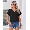Zeagoo Womens Summer Tops Rolled Short Sleeve Shirts Dressy Casual Blouses(1-black)