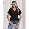 Zeagoo Womens Summer Tops Rolled Short Sleeve Shirts Dressy Casual Blouses(1-black)