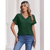 Zeagoo Womens Summer Tops Rolled Short Sleeve Shirts Dressy Casual Blouses(1-green)