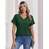 Zeagoo Womens Summer Tops Rolled Short Sleeve Shirts Dressy Casual Blouses(1-green)