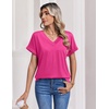 Zeagoo Womens Summer Tops Rolled Short Sleeve Shirts Dressy Casual Blouses(1-hot Pink)