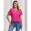 Zeagoo Womens Summer Tops Rolled Short Sleeve Shirts Dressy Casual Blouses(1-hot Pink)