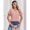 Zeagoo Womens Summer Tops Rolled Short Sleeve Shirts Dressy Casual Blouses(1-pink)