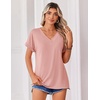 Zeagoo Womens Summer Tops Rolled Short Sleeve Shirts Dressy Casual Blouses(1-pink)