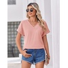 Zeagoo Womens Summer Tops Rolled Short Sleeve Shirts Dressy Casual Blouses(1-pink)