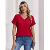Zeagoo Womens Summer Tops Rolled Short Sleeve Shirts Dressy Casual Blouses(1-red)