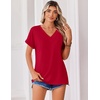 Zeagoo Womens Summer Tops Rolled Short Sleeve Shirts Dressy Casual Blouses(1-red)