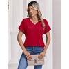 Zeagoo Womens Summer Tops Rolled Short Sleeve Shirts Dressy Casual Blouses(1-red)