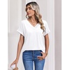 Zeagoo Womens Summer Tops Rolled Short Sleeve Shirts Dressy Casual Blouses(1-white)